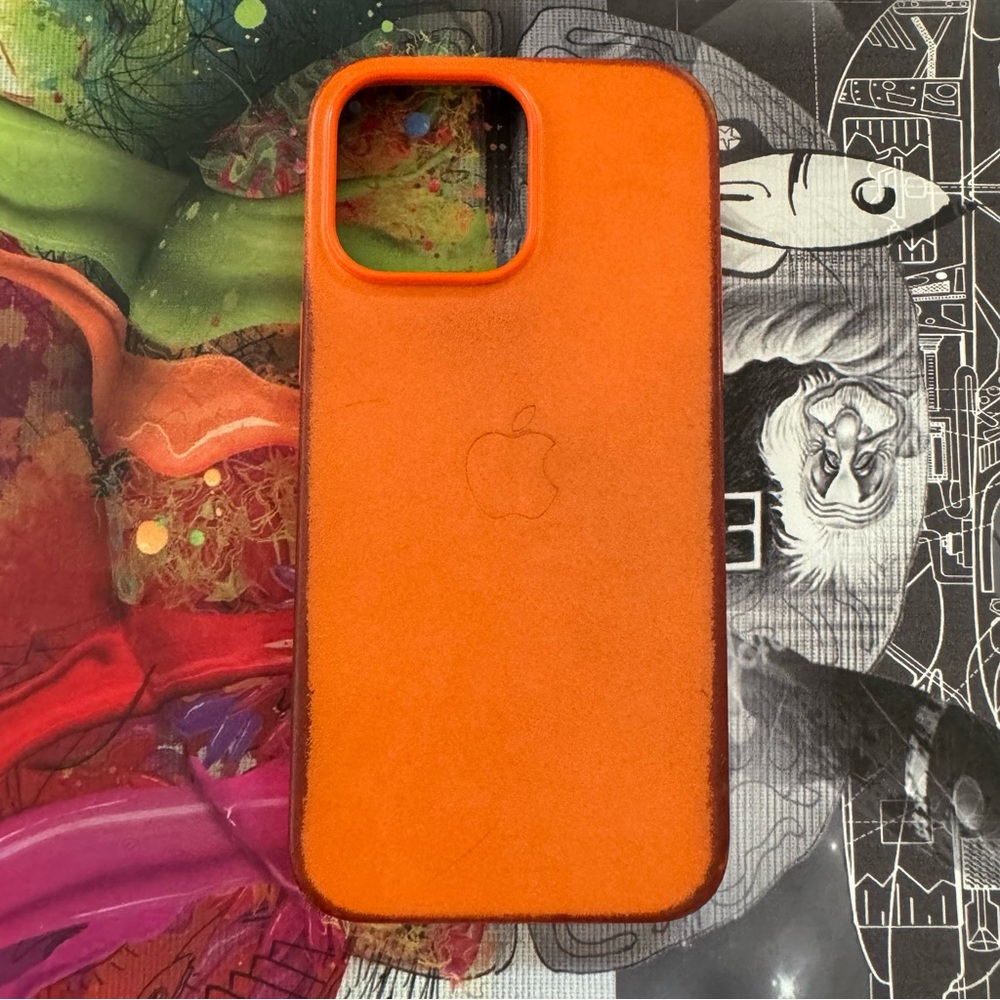 iPhone 14 Pro Max Leather Case Orange